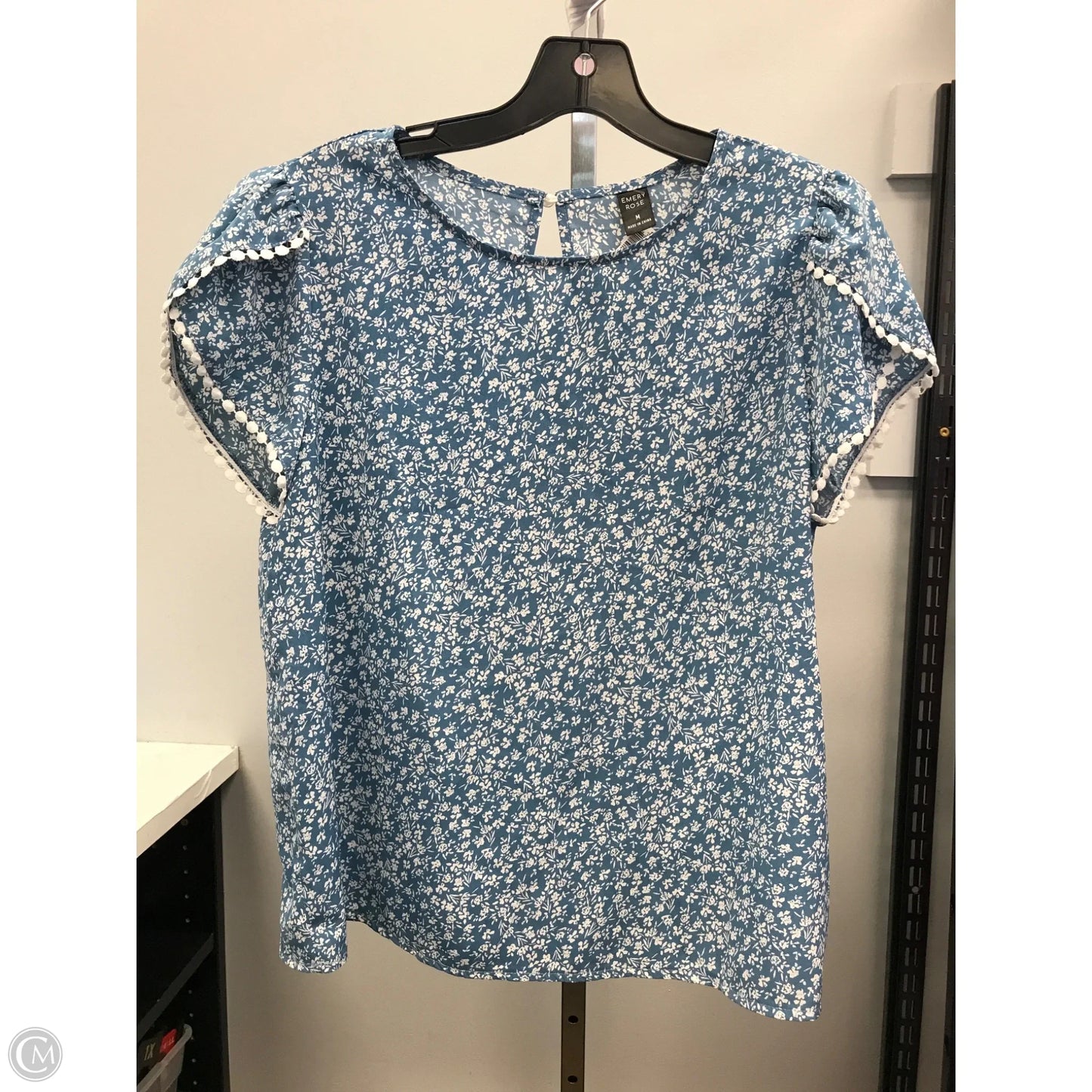 Top Short Sleeve By Emery Rose In Blue & White, Size: M