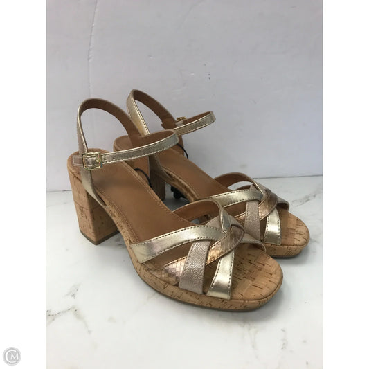 Sandals Heels Block By White Mountain In Gold, Size: 7.5