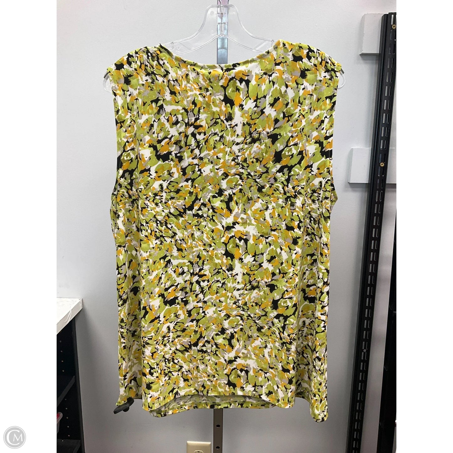 Top Sleeveless By Kasper In Green & Yellow, Size: Xl
