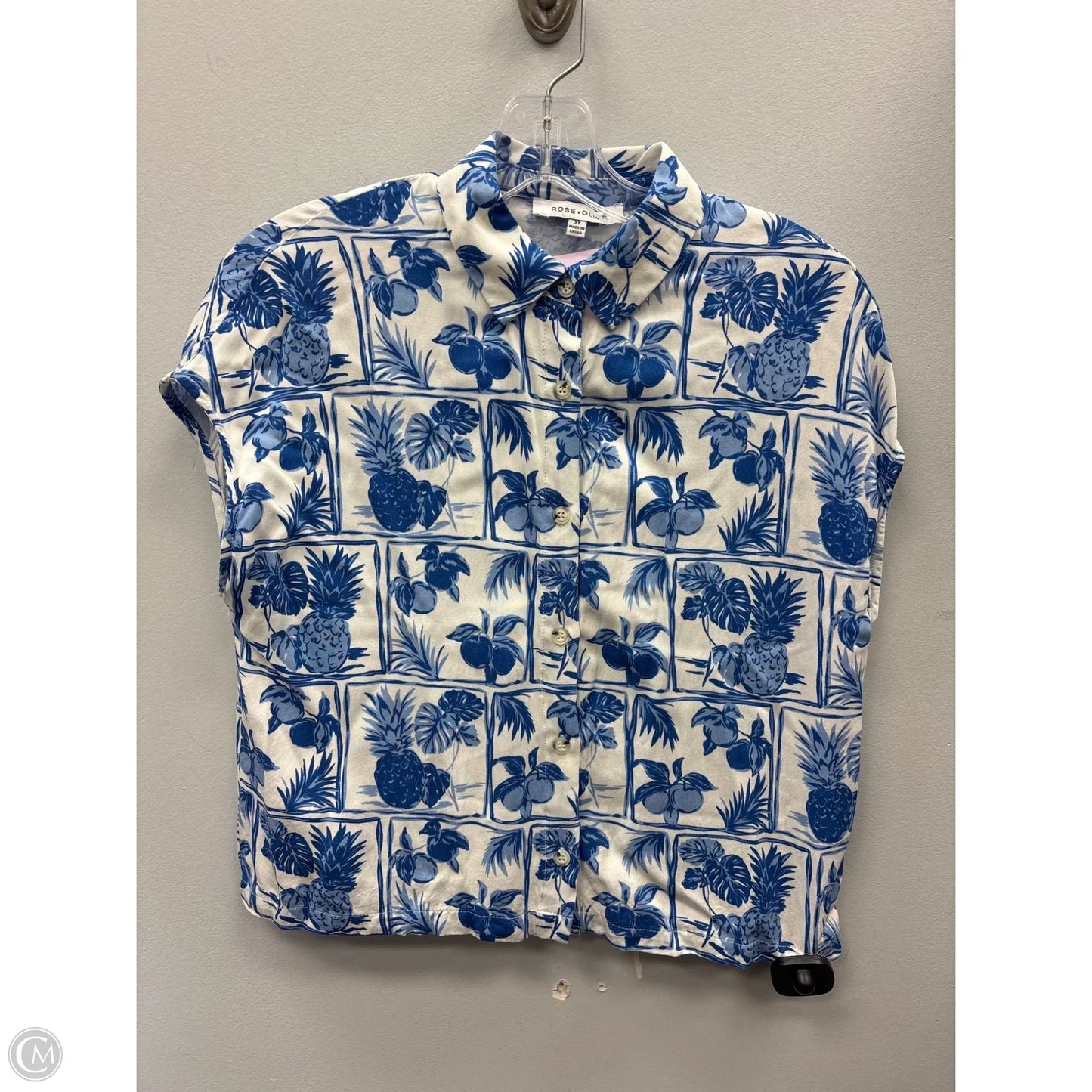 Top Short Sleeve By Rose And Olive In Blue & White, Size: Xs