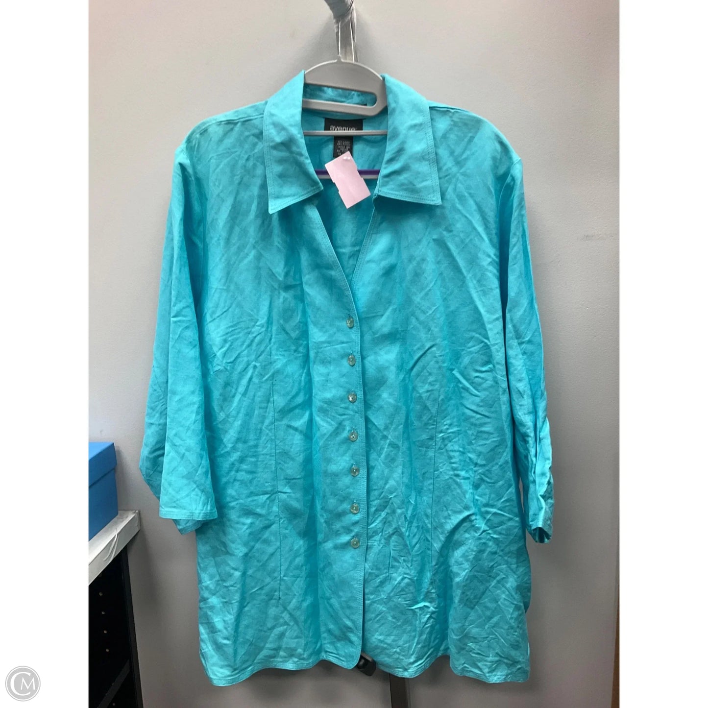 Top 3/4 Sleeve By Avenue In Aqua, Size: 18