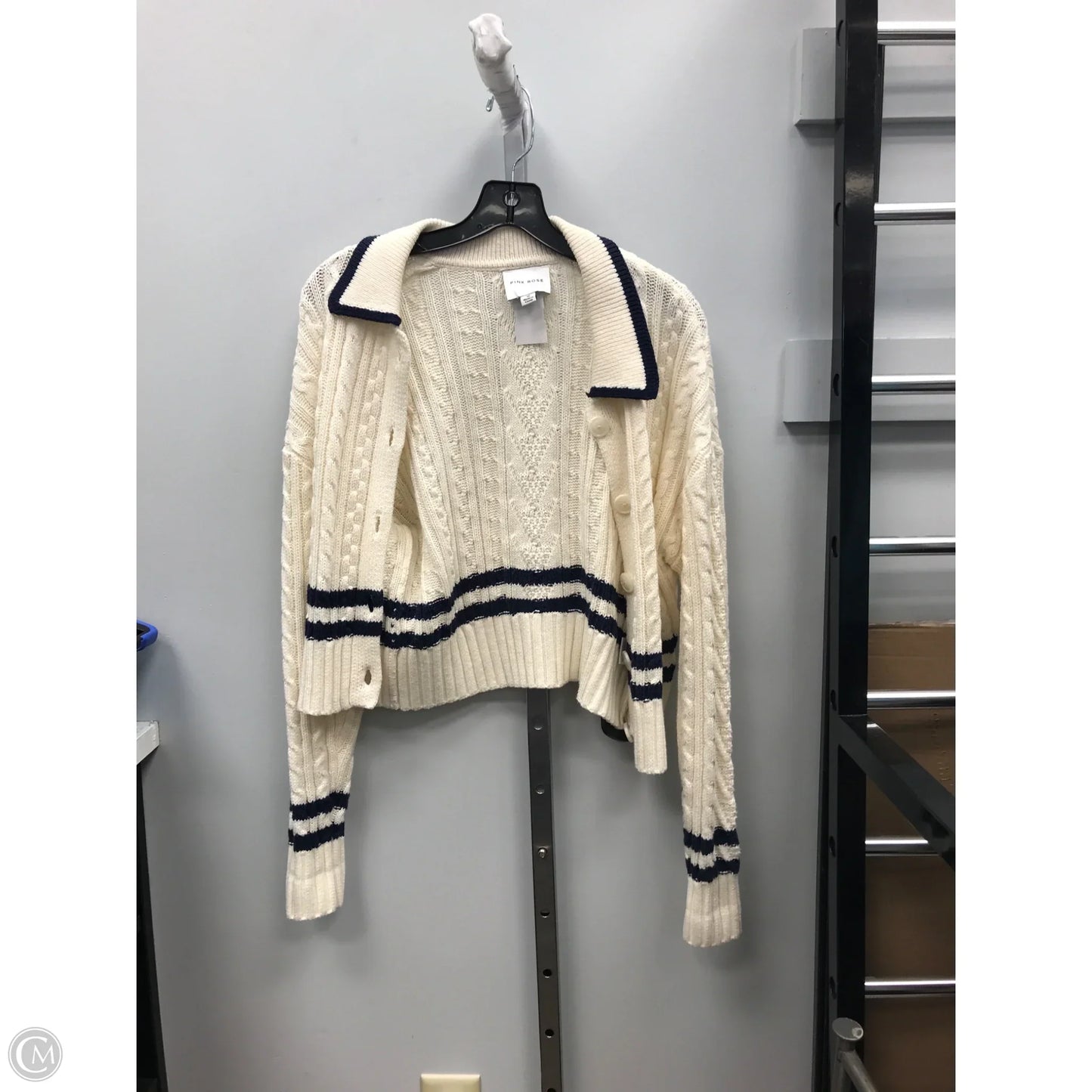 Sweater Cardigan By Pink Rose In Cream, Size: M
