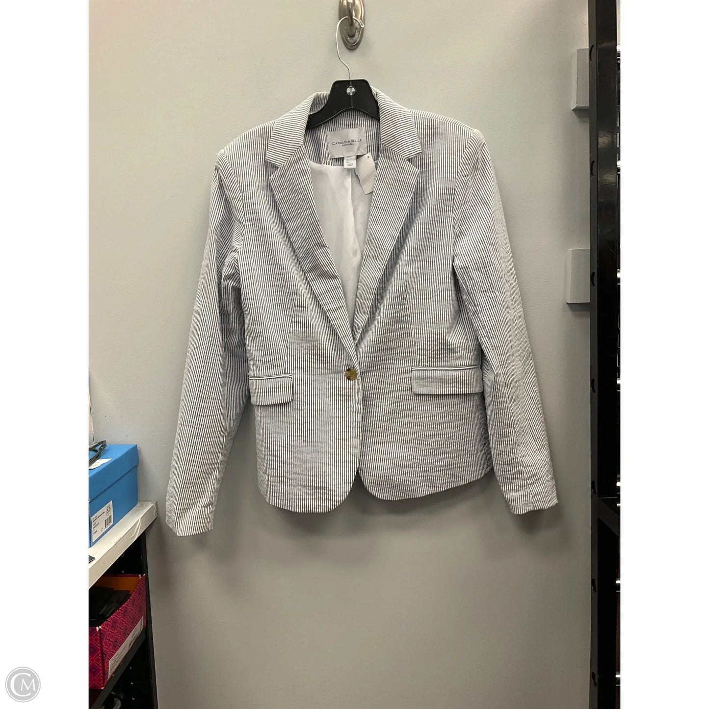 Blazer By Carolina Belle In Blue & White, Size: L