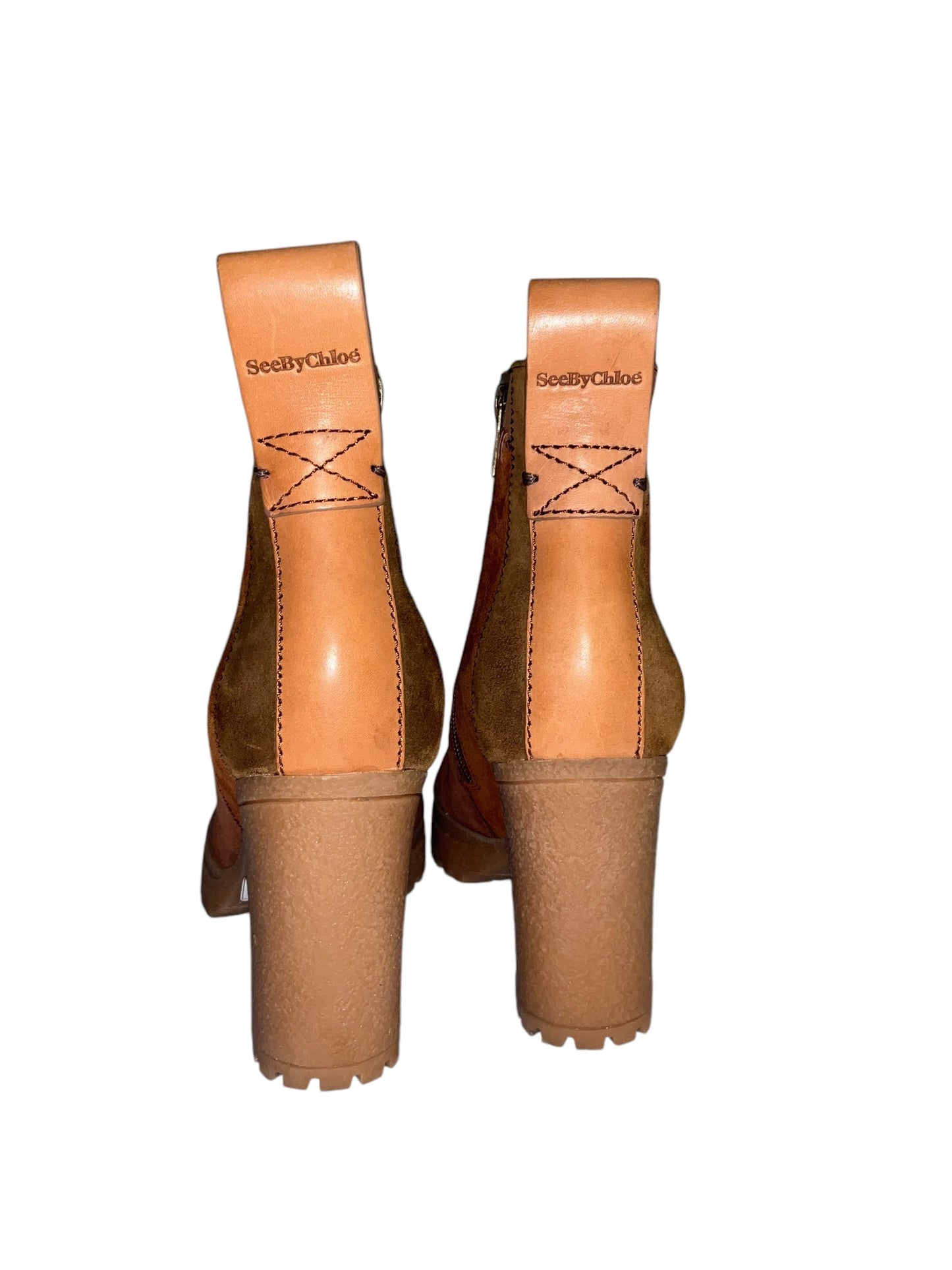 Boots Ankle Heels By See By Chloe In Tan, Size: Small