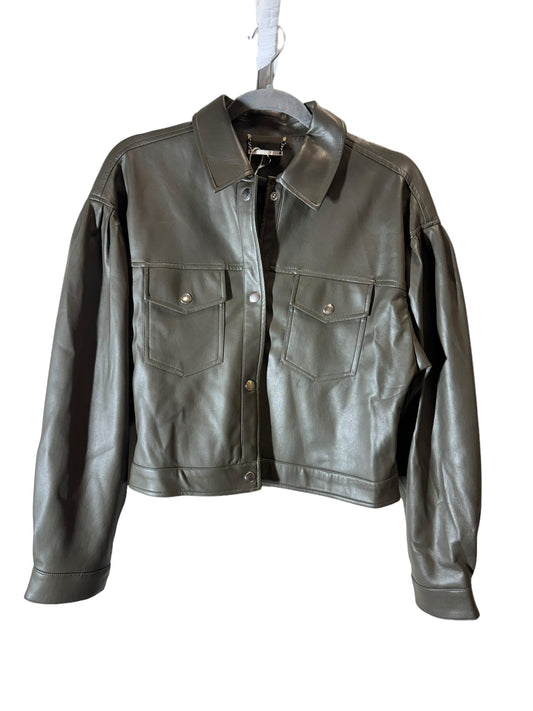 Jacket Leather By Tahari By Arthur Levine In Green, Size: M