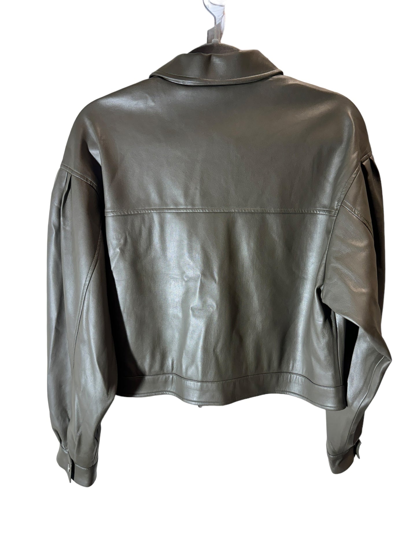 Jacket Leather By Tahari By Arthur Levine In Green, Size: M