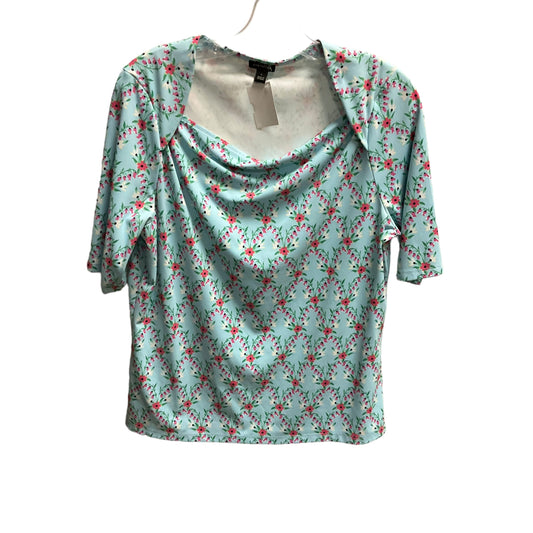 Blue & Pink Top 3/4 Sleeve Ann Taylor, Size L