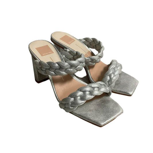Silver Sandals Heels Block Dolce Vita, Size 7.5
