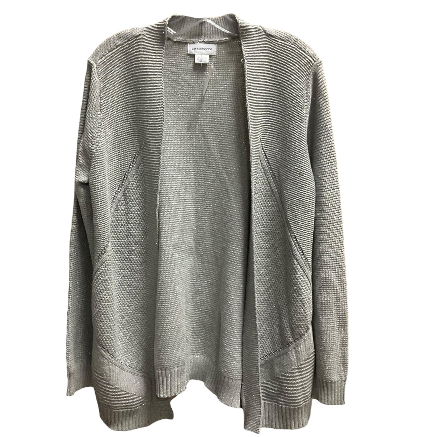 Cardigan By Liz Claiborne In Grey, Size: L