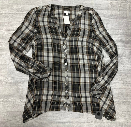 Top Long Sleeve By J. Jill In Plaid Pattern, Size: Xs