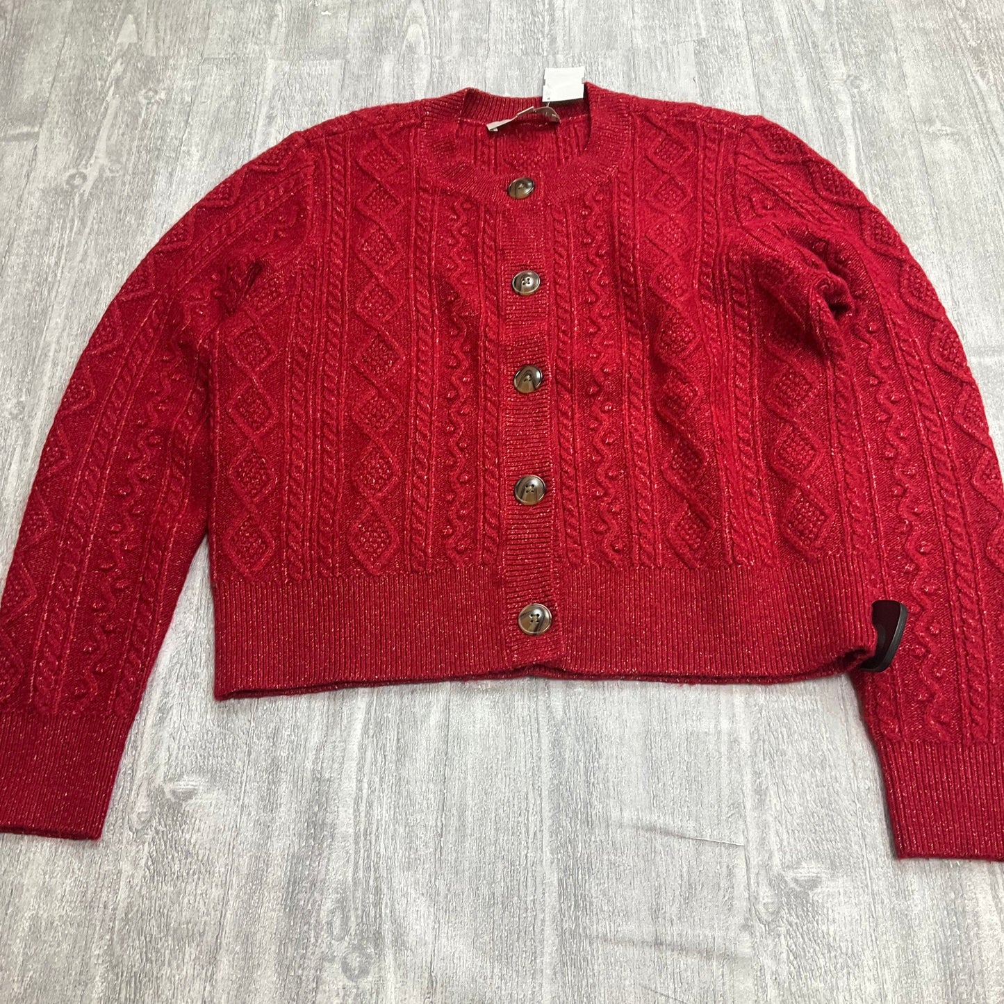 Sweater Cardigan By Loft In Red, Size: M