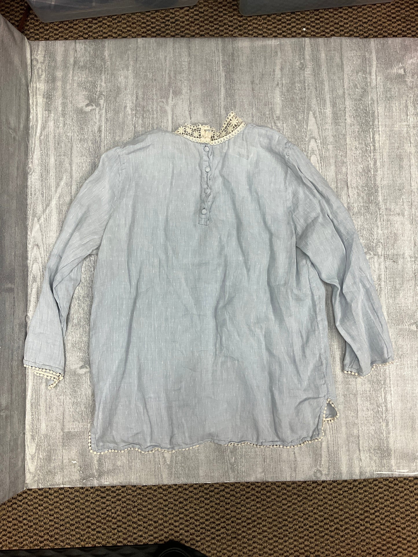 Top Long Sleeve By Zara Basic In Blue, Size: M