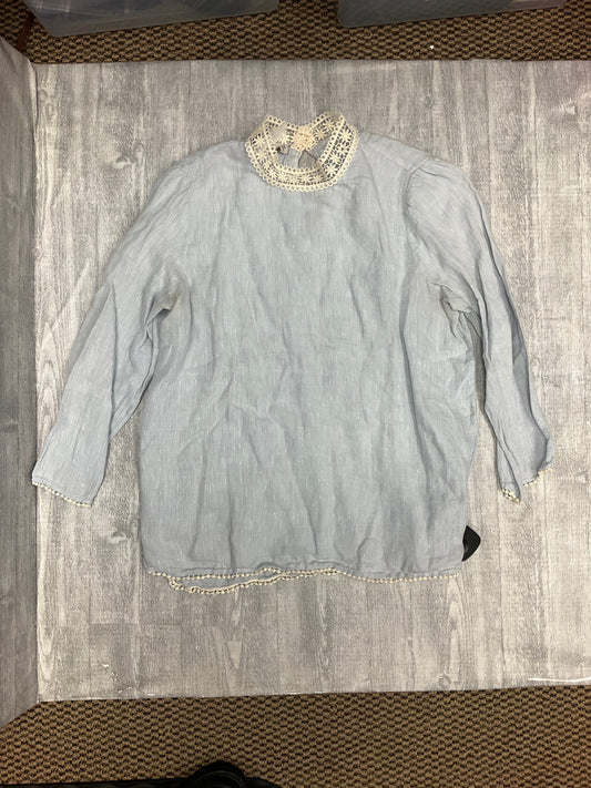 Top Long Sleeve By Zara Basic In Blue, Size: M