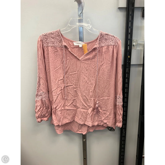 Top Long Sleeve By Chelsea And Theodore In Pink, Size: L
