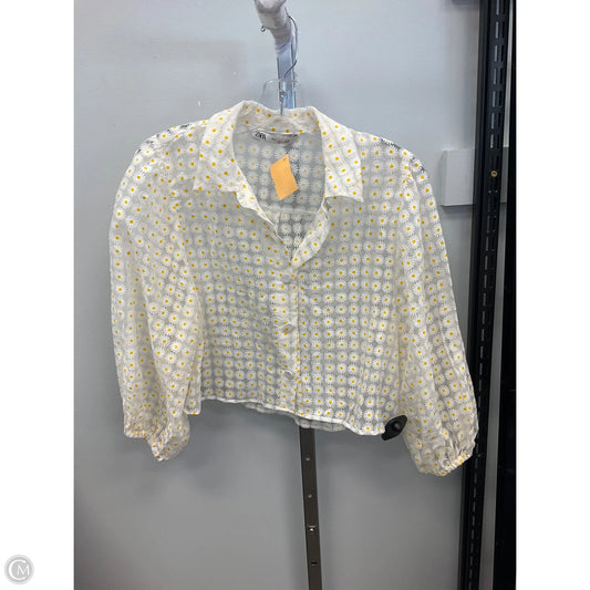 Top Short Sleeve By Zara In Floral Print, Size: S
