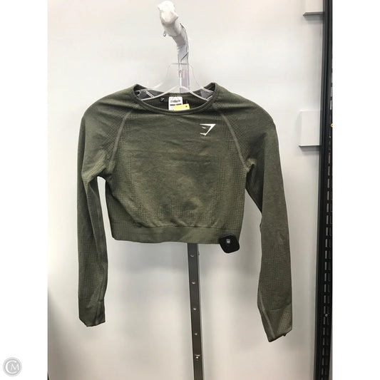 Athletic Top Long Sleeve Crewneck By Gym Shark In Green, Size: M