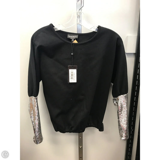 Top Long Sleeve By Emporio Armani In Black & Silver, Size: M