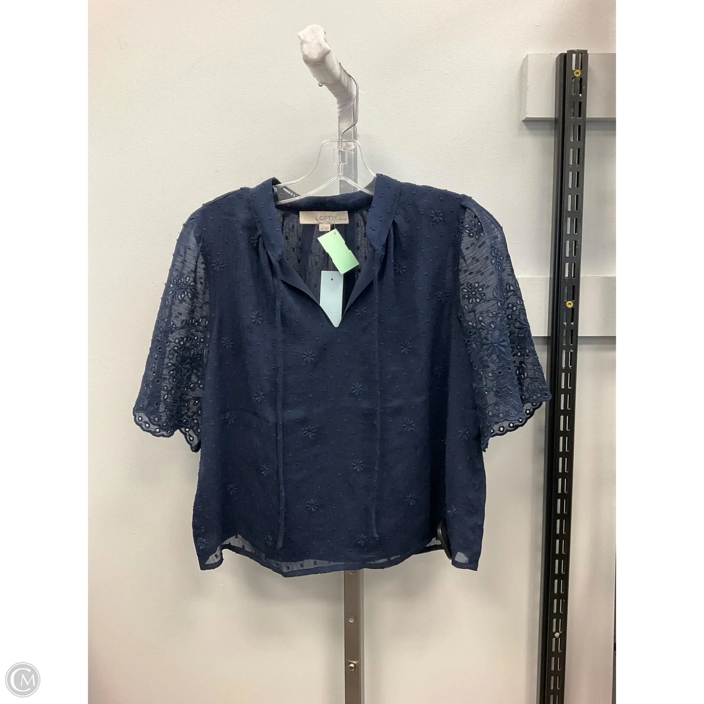 Top Short Sleeve By Loft In Navy, Size: Sp