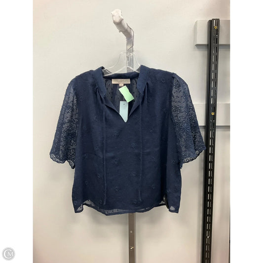 Top Short Sleeve By Loft In Navy, Size: Sp