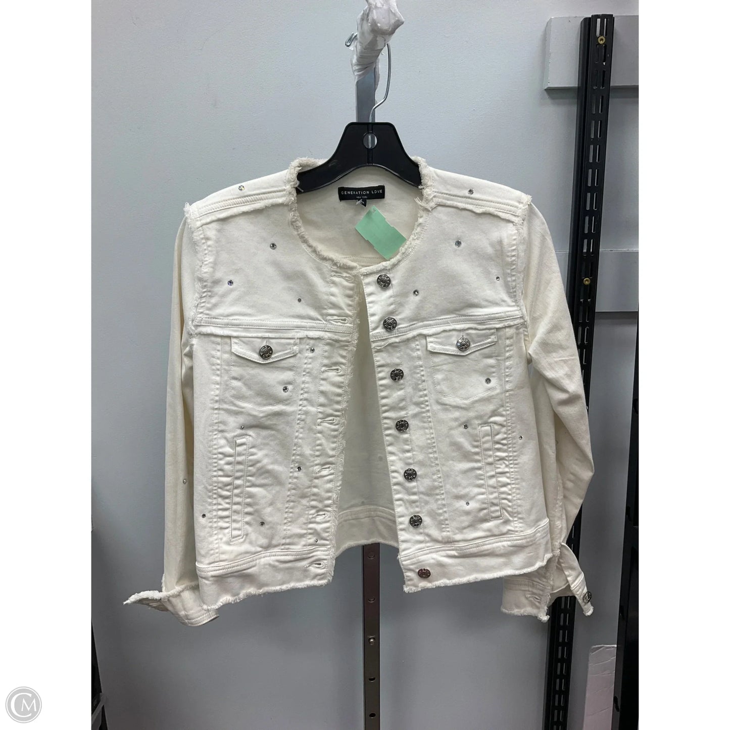 Jacket Denim By Clothes Mentor In White, Size: Xs
