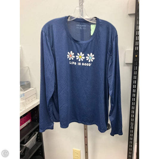 Athletic Top Long Sleeve Crewneck By Life Is Good In Blue, Size: Xl