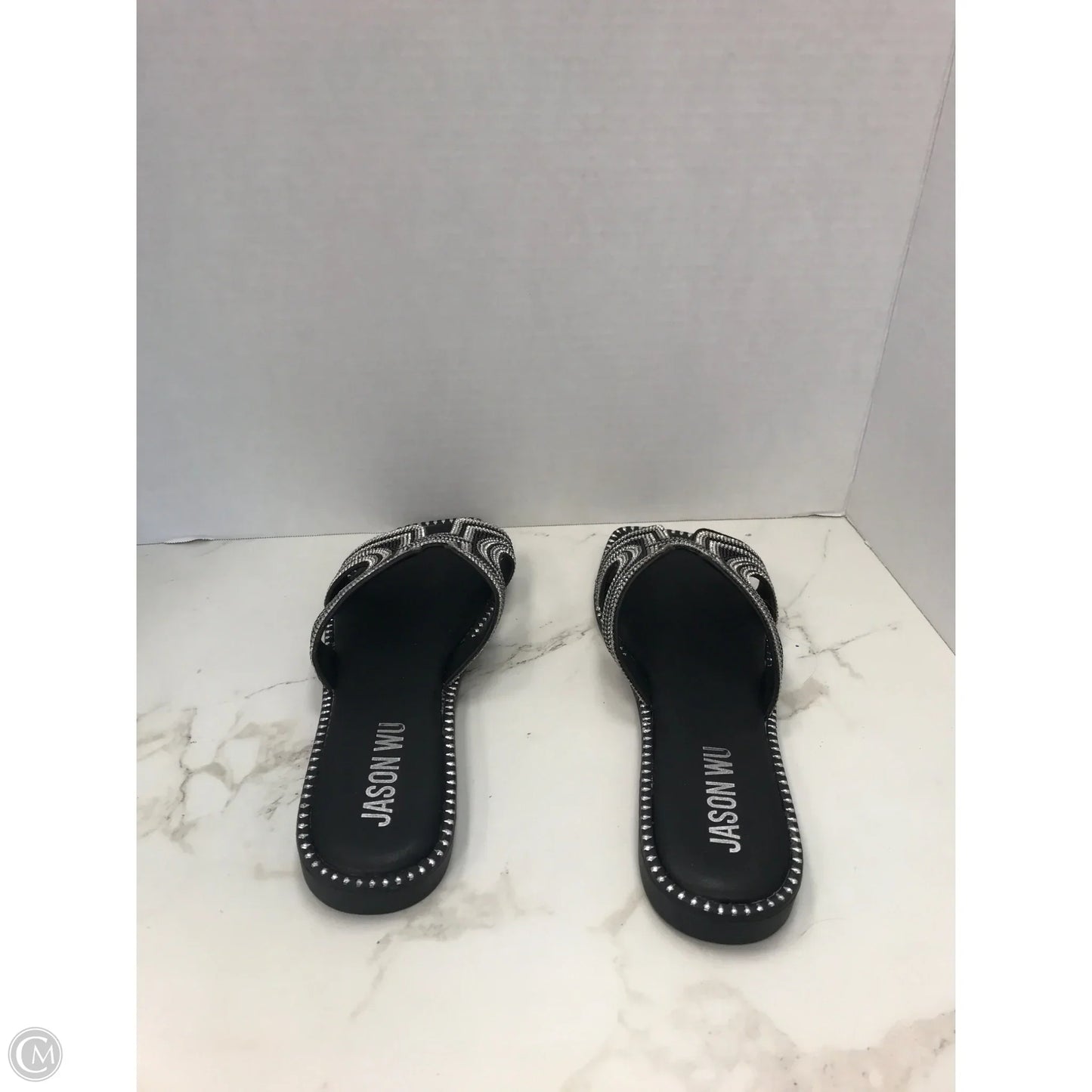Sandals Designer By Jason Wu In Black & Silver, Size: 10