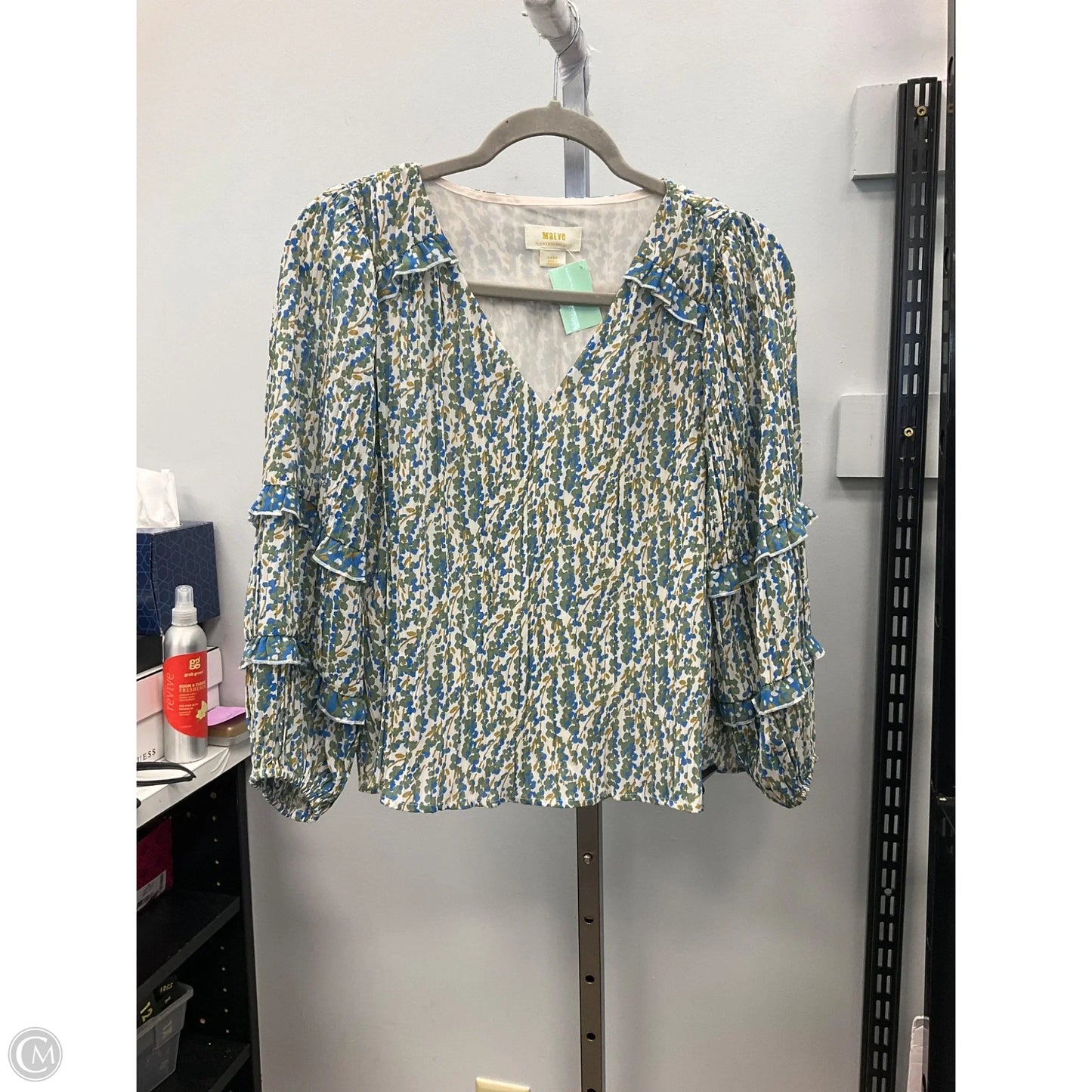Top Long Sleeve By Maeve In Blue & Green, Size: Xxsp