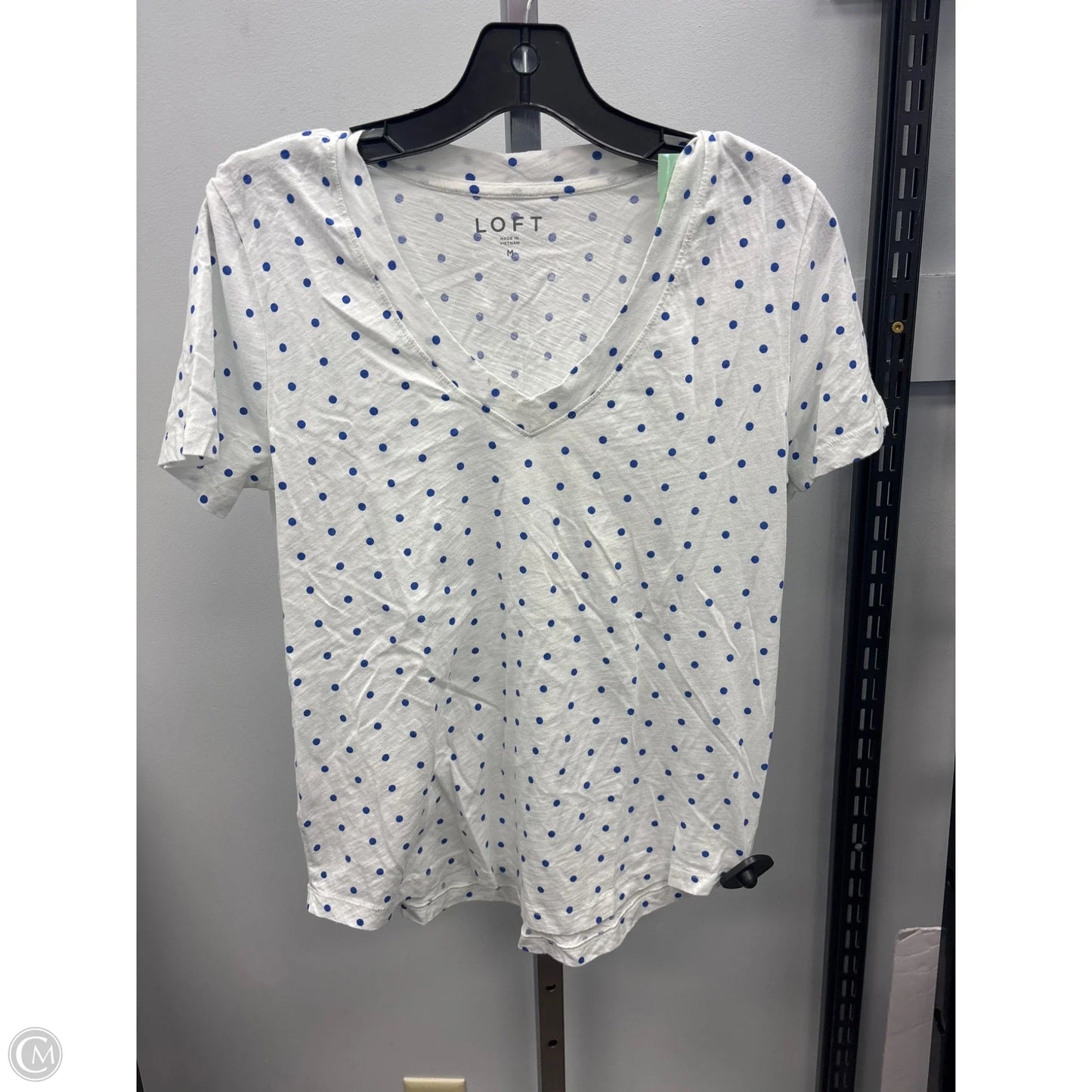 Top Short Sleeve By Loft In Polkadot Pattern, Size: M