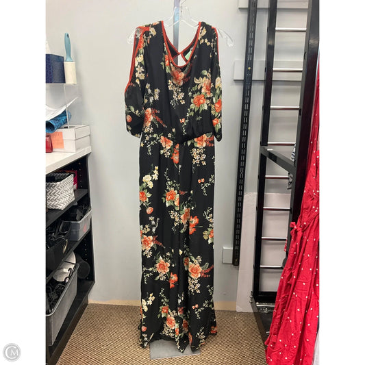 Jumpsuit By Luxology In Black & Orange, Size: 10