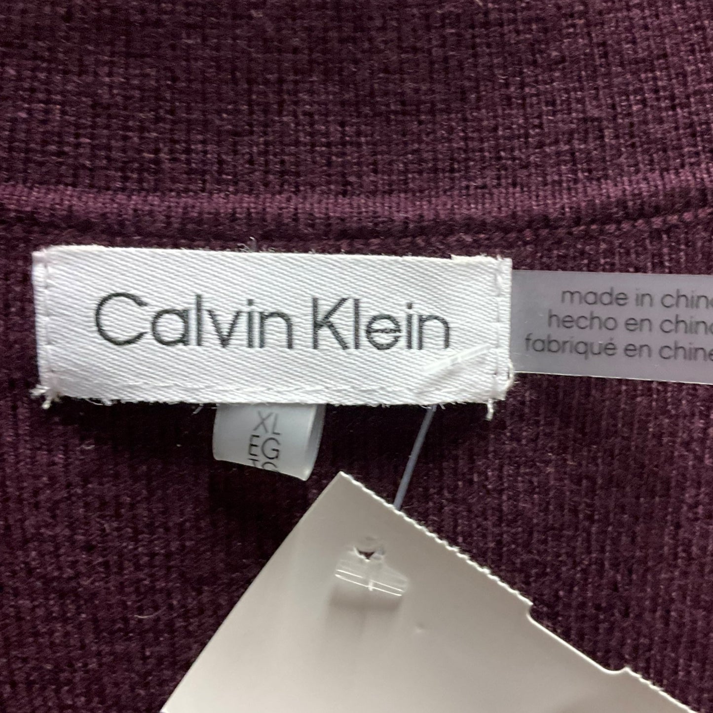 Top Long Sleeve By Calvin Klein In Maroon, Size: Xl