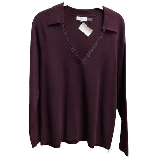 Top Long Sleeve By Calvin Klein In Maroon, Size: Xl