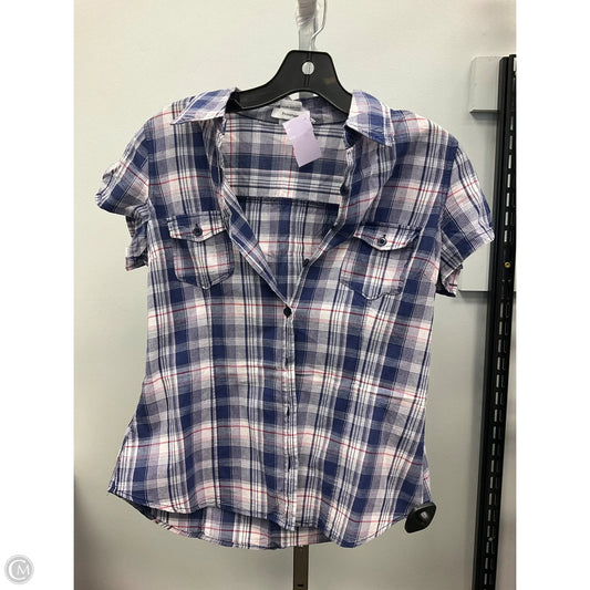 Top Short Sleeve By Clothes Mentor In Plaid Pattern, Size: M