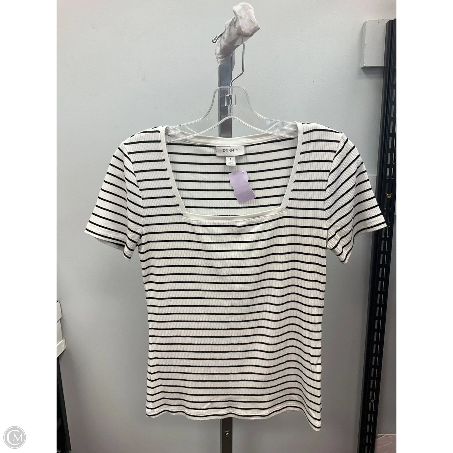 Top Short Sleeve Basic By On 34th In Striped Pattern, Size: S