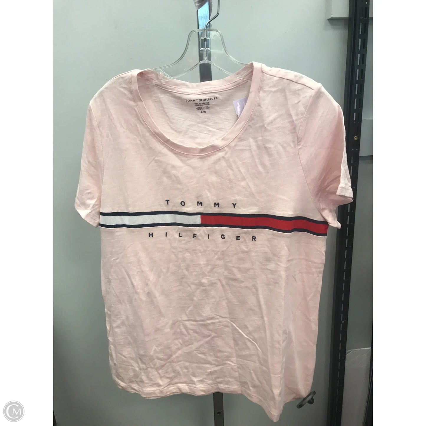 Top Short Sleeve By Tommy Hilfiger In Pink, Size: L