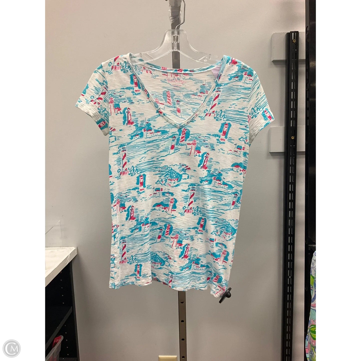 Top Short Sleeve Designer By Lilly Pulitzer In Blue, Size: Xs