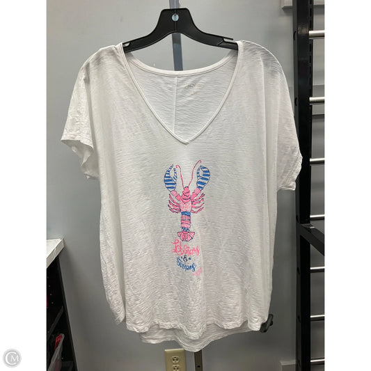 Top Short Sleeve Designer By Lilly Pulitzer In White, Size: L