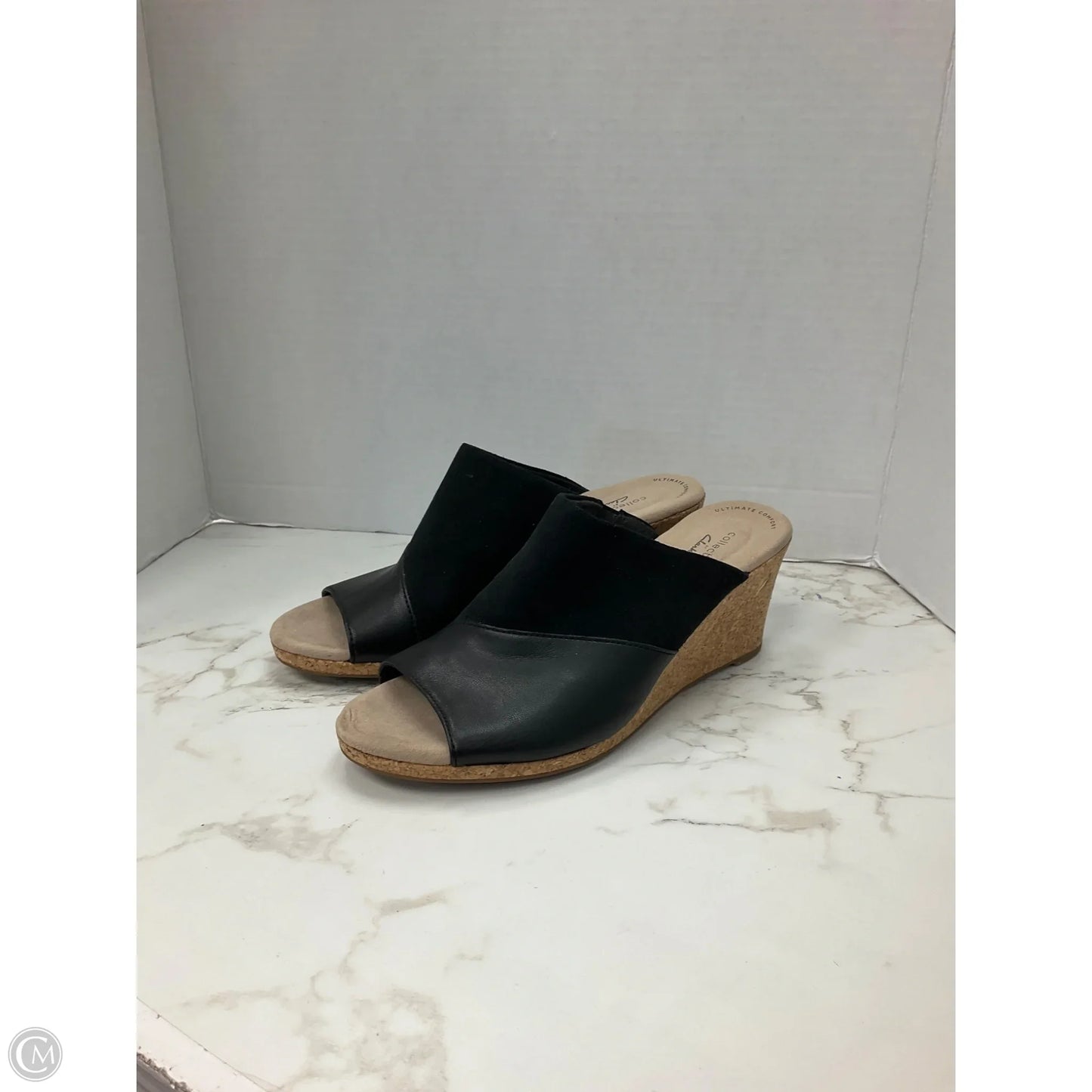 Shoes Heels Wedge By Clarks In Black, Size: 10