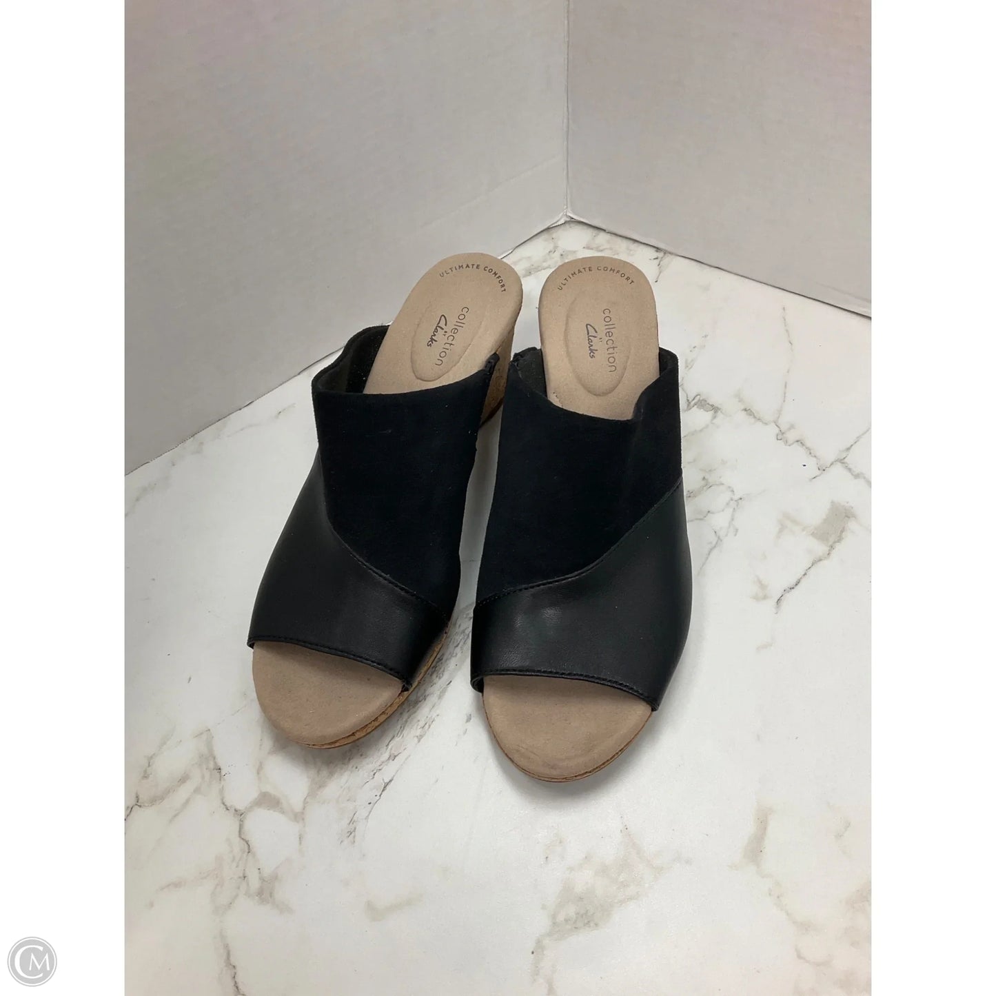 Shoes Heels Wedge By Clarks In Black, Size: 10