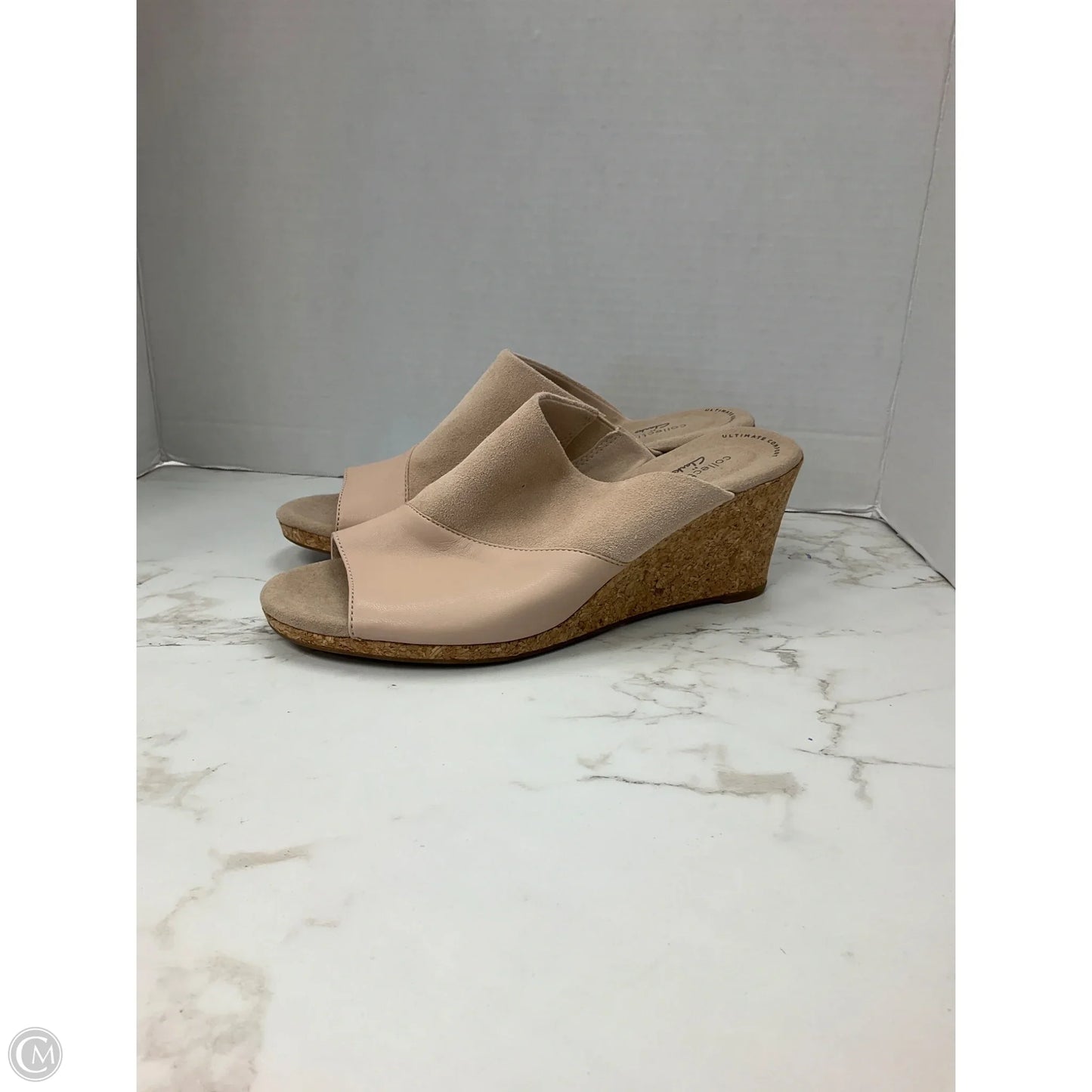 Shoes Heels Wedge By Clarks In Cream, Size: 10