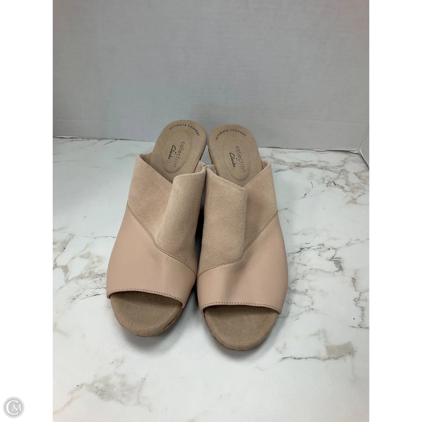 Shoes Heels Wedge By Clarks In Cream, Size: 10