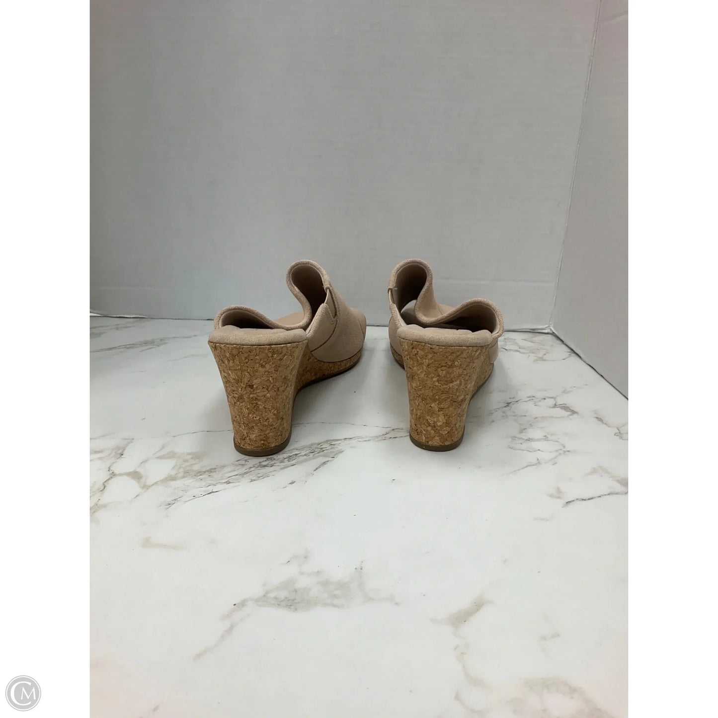 Shoes Heels Wedge By Clarks In Cream, Size: 10