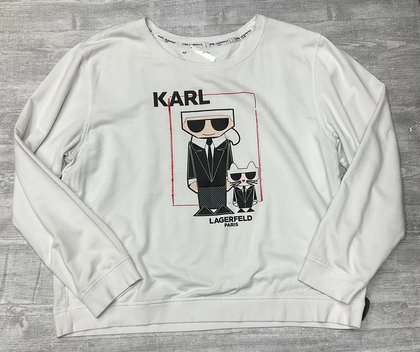 Top Long Sleeve Designer By Karl Lagerfeld In White, Size: Xl