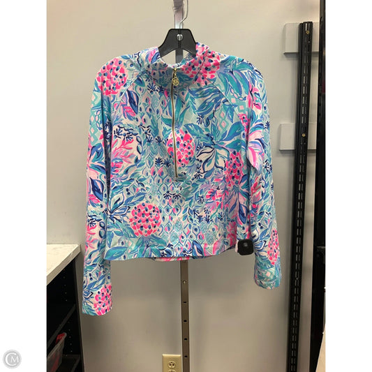 Athletic Sweatshirt Collar By Lilly Pulitzer In Blue & Pink, Size: L