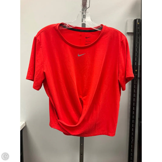Athletic Top Short Sleeve By Nike In Orange, Size: L
