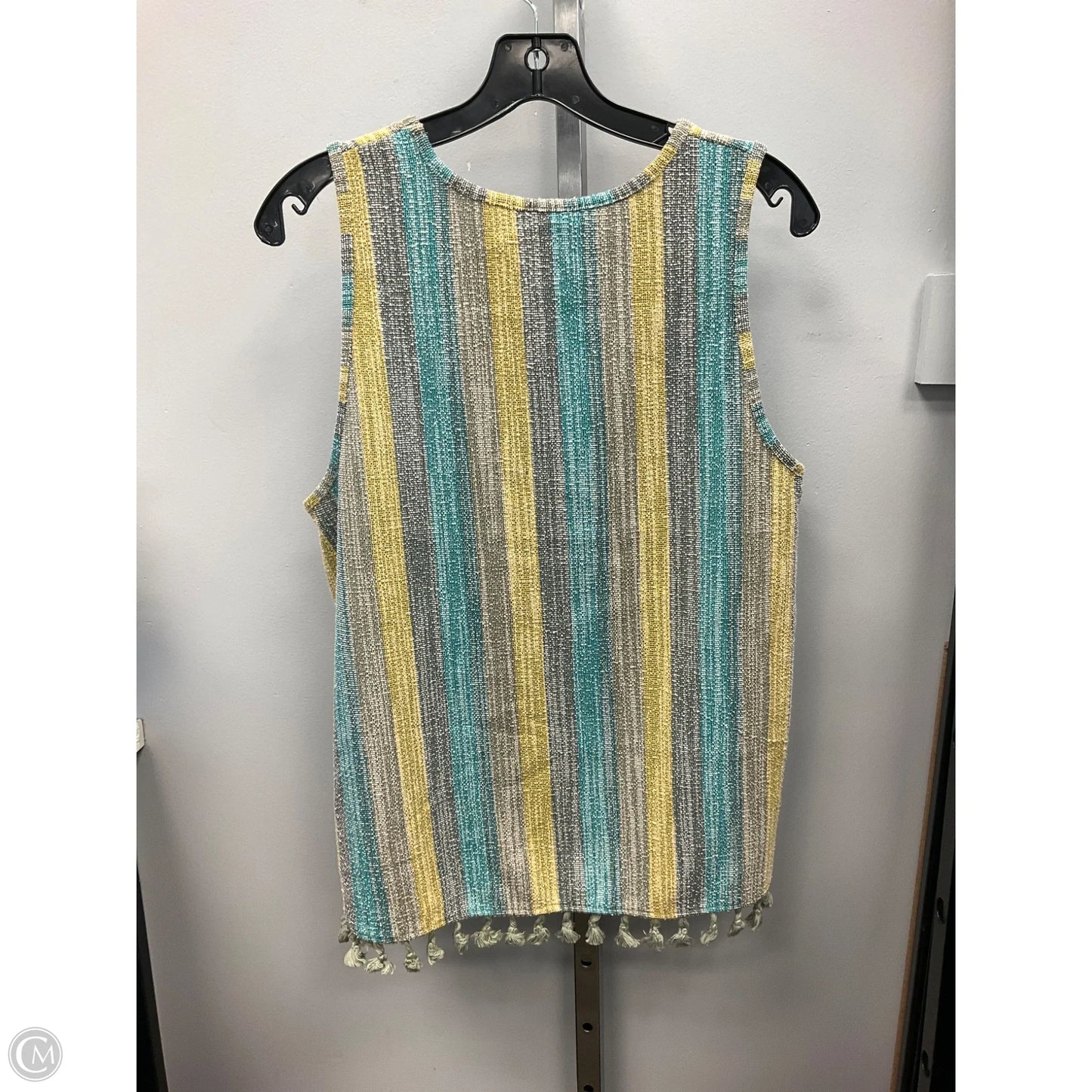 Top Sleeveless By W5 In Green & Yellow, Size: L