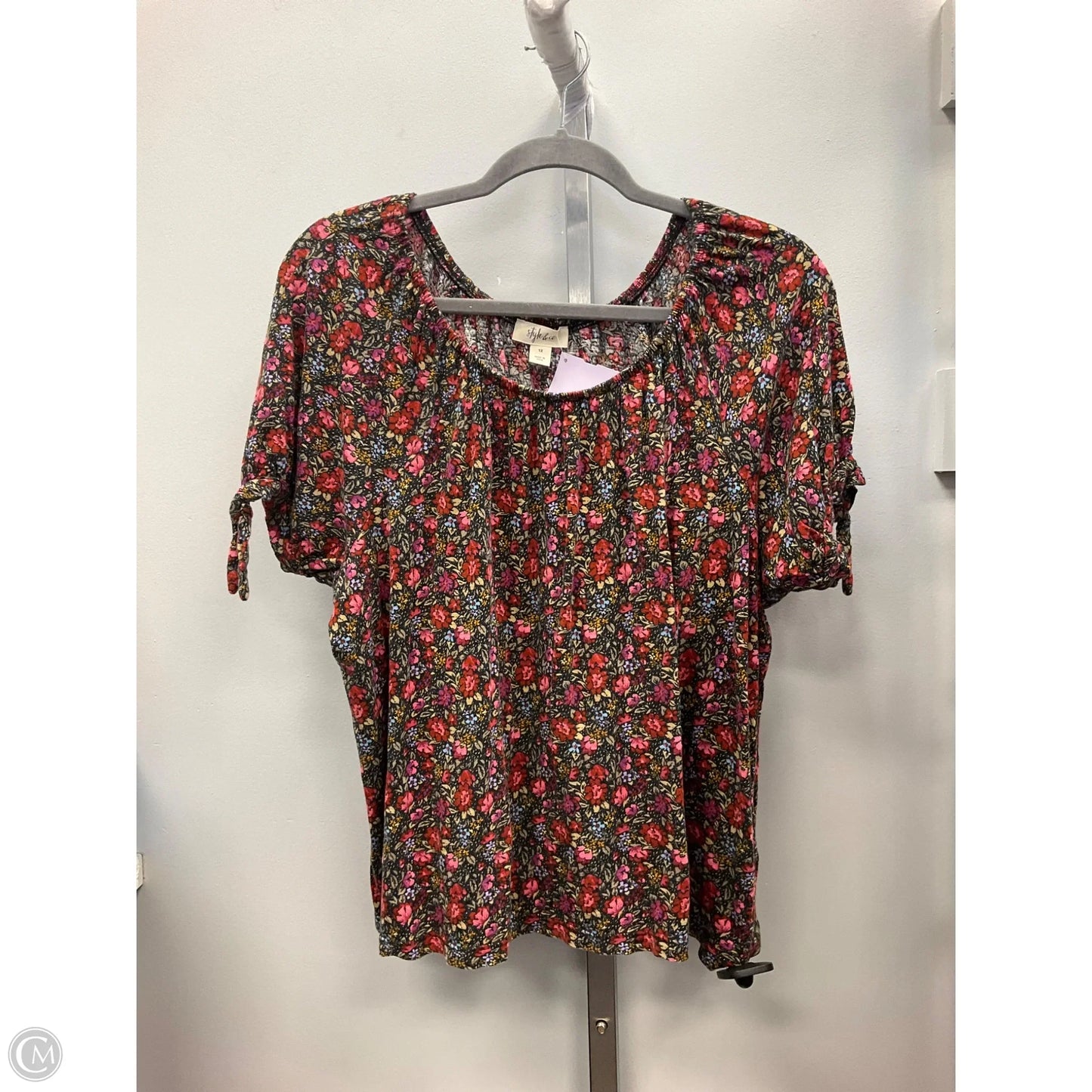 Top Short Sleeve By Style And Company In Floral Print, Size: 1x
