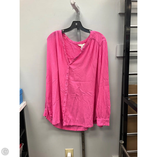 Top Long Sleeve By Terra & Sky In Pink, Size: Xl