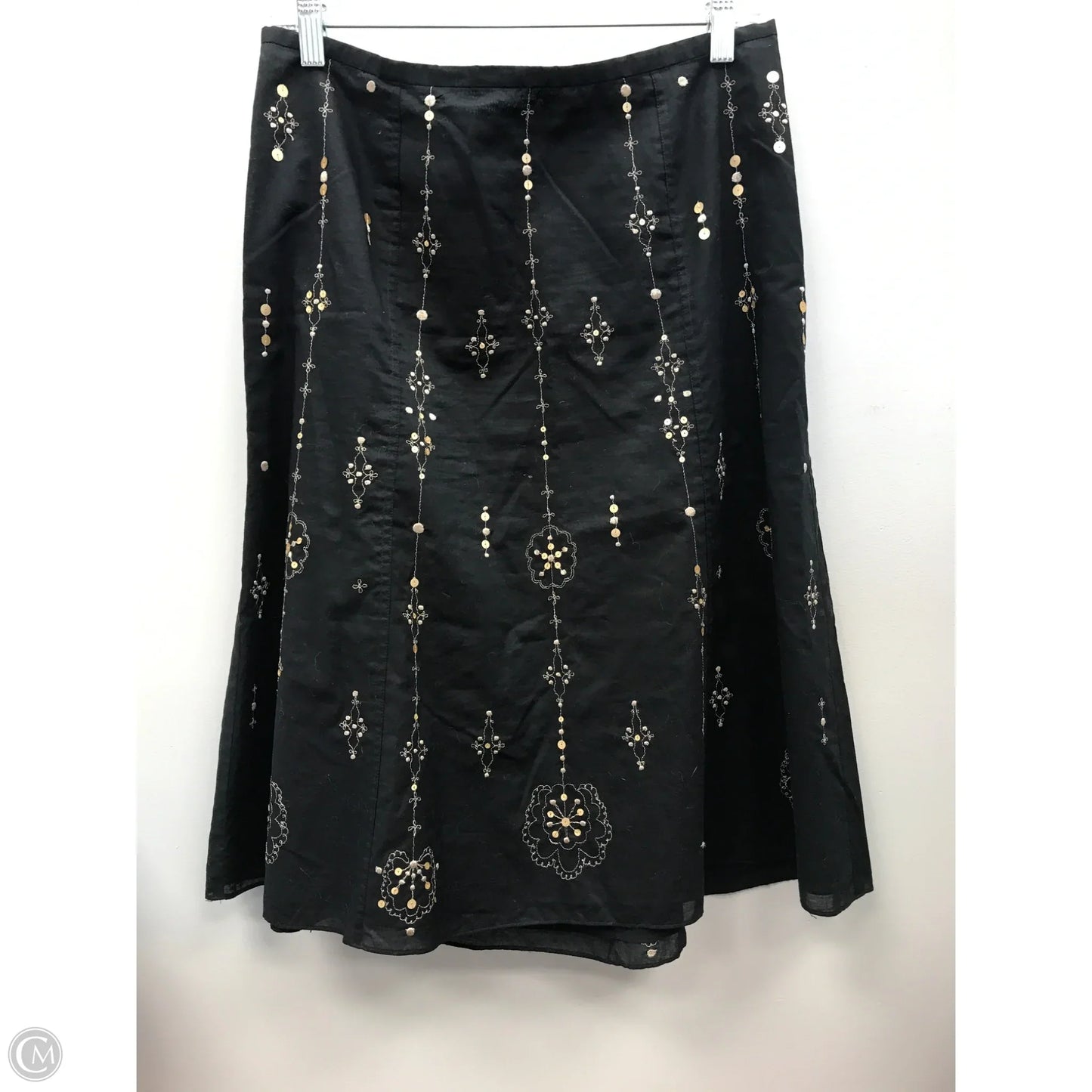 Skirt Midi By Ann Taylor In Black & Gold, Size: 8p