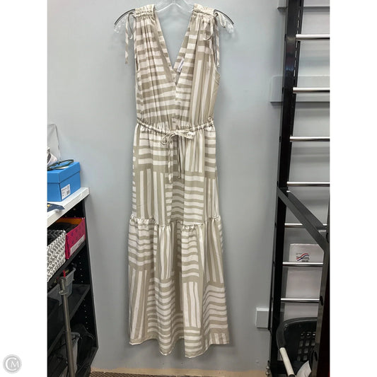 Dress Casual Midi By Calvin Klein In Tan & White, Size: 8