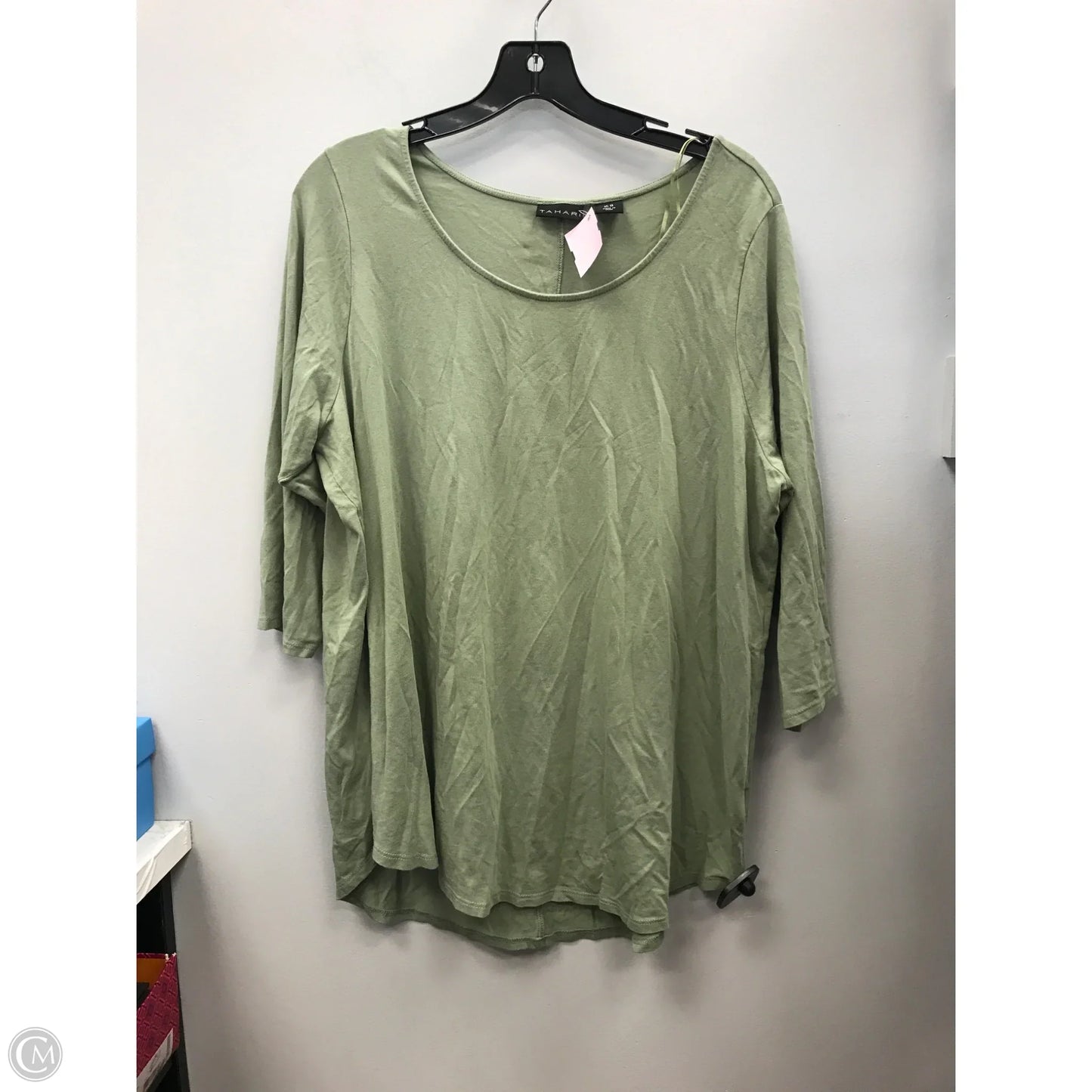 Top 3/4 Sleeve Basic By Tahari In Green, Size: 1x